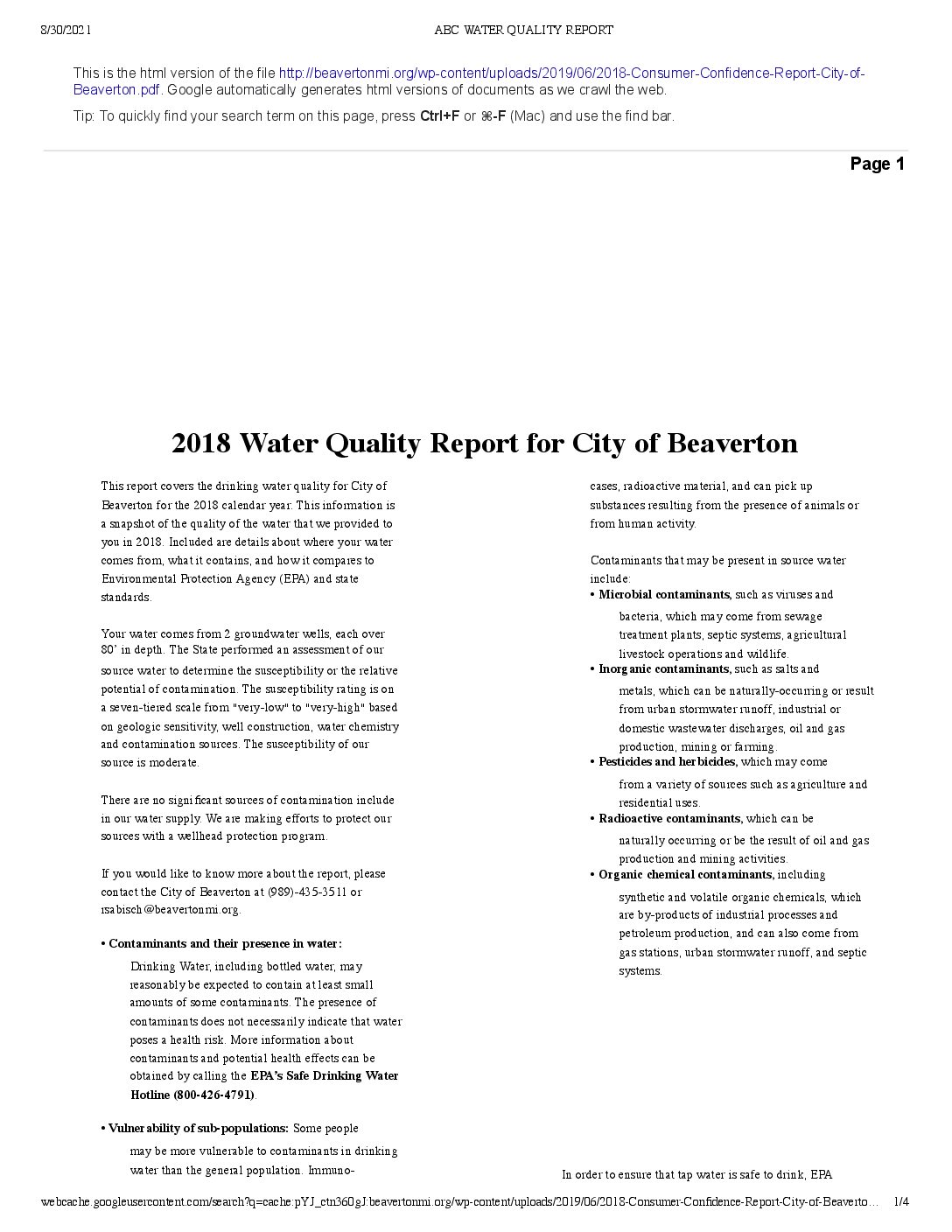 2018 Water Quality Report – ABC