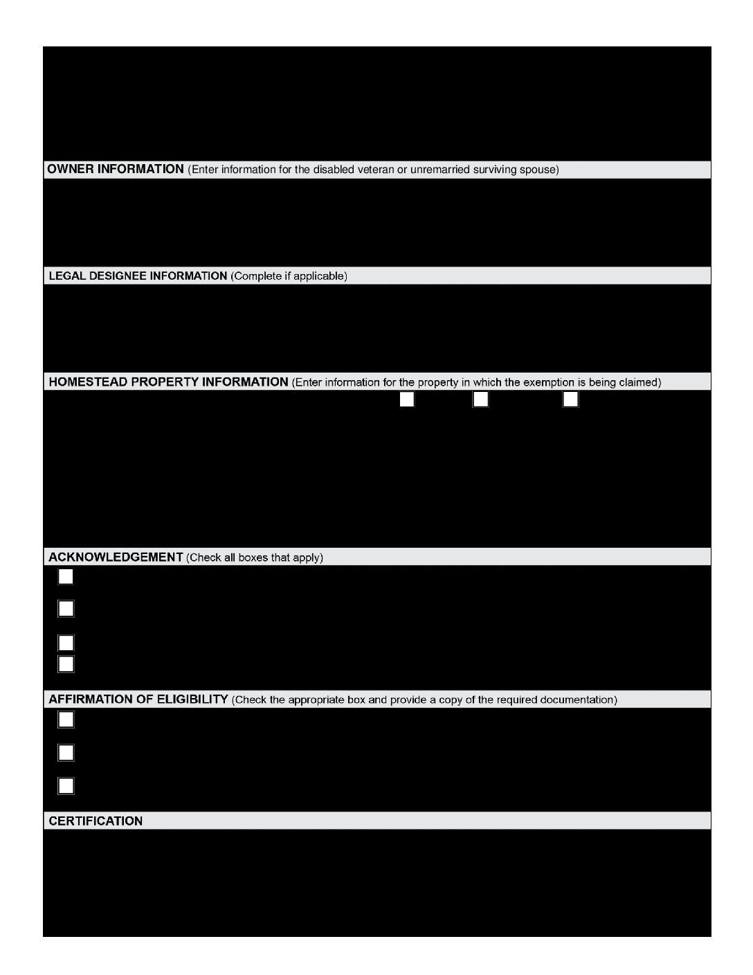 Disabled Veteran Exemption Affidavit Fillable