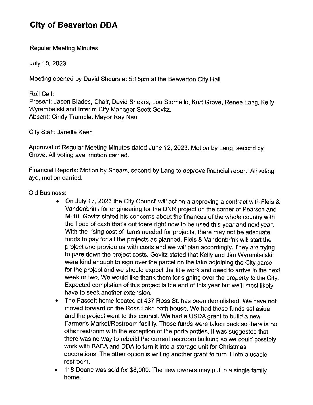 DDA Minutes – 07.10.2023
