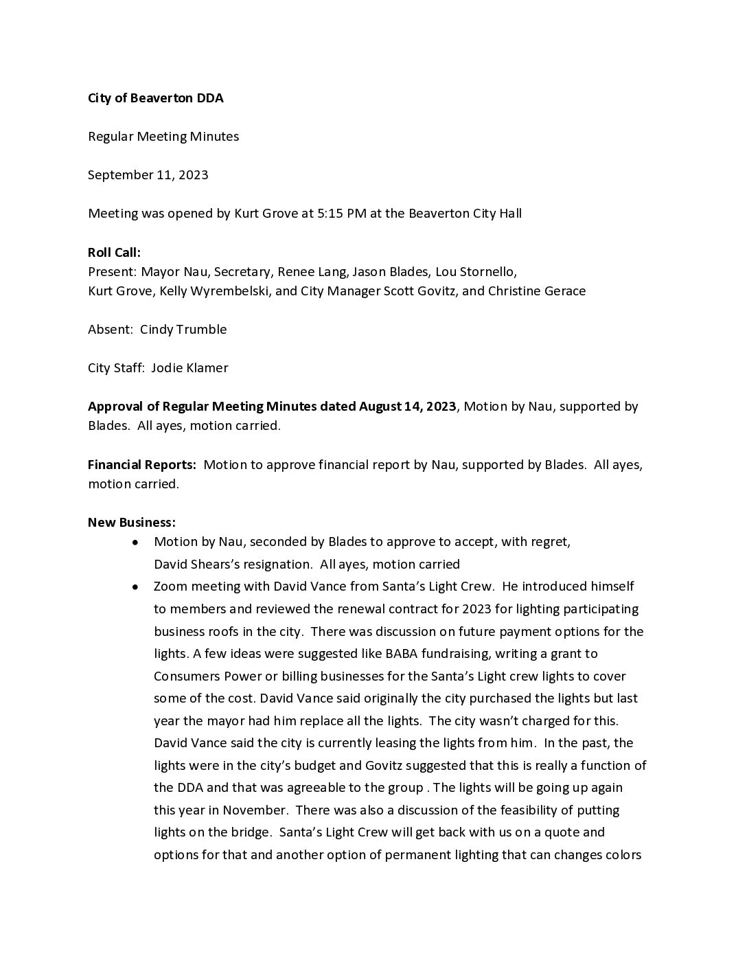 DDA Minutes – 09.11.2023