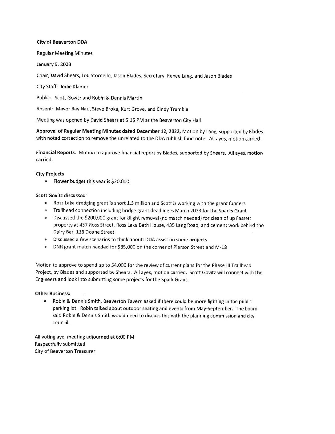 DDA Minutes – 01.09.2023
