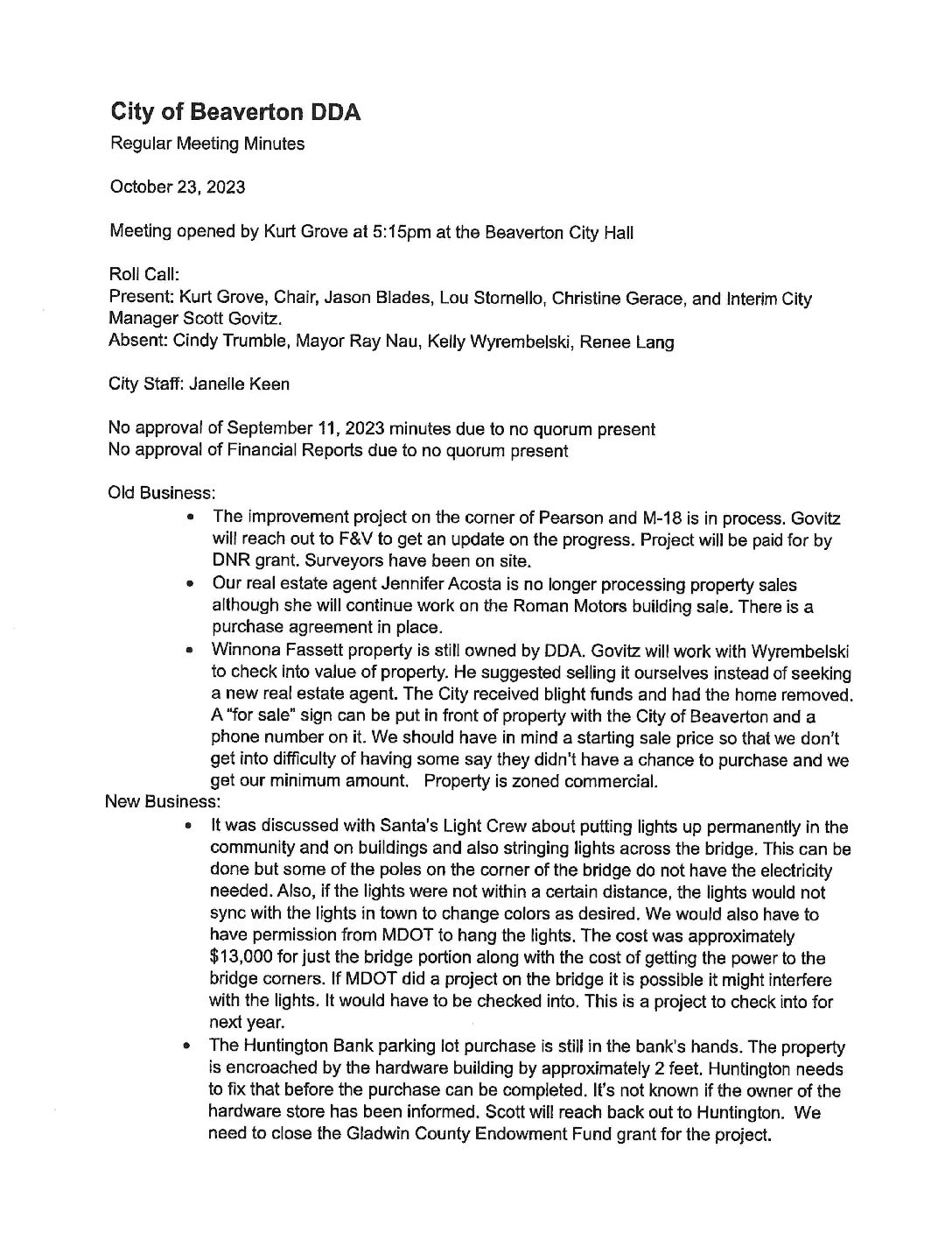 DDA Minutes – 10.23.2023