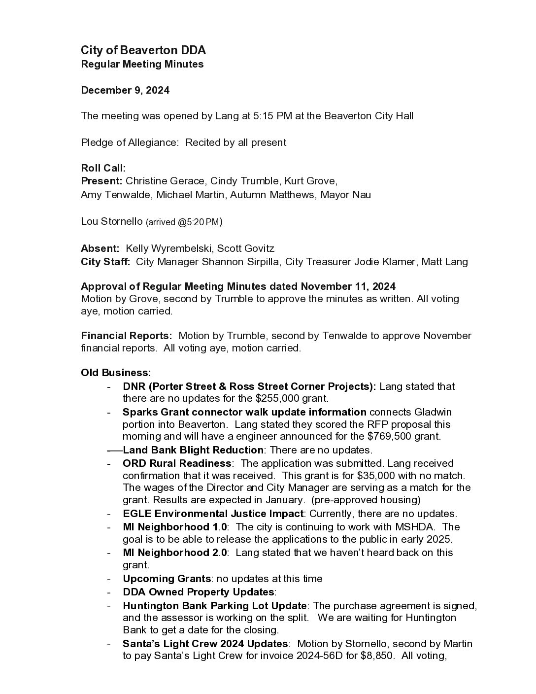 DDA Minutes – 12.09.2024
