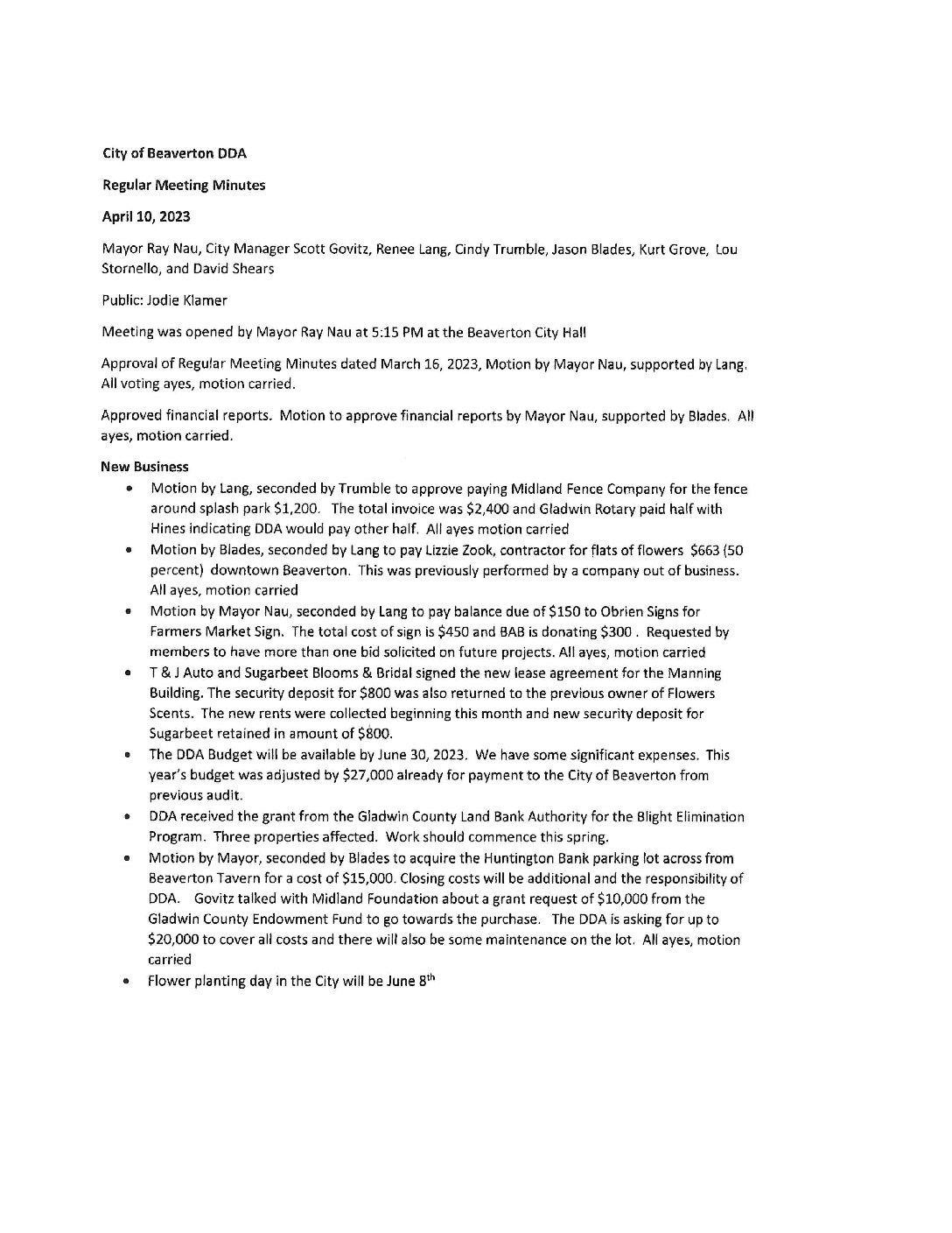 DDA Minutes – 04.10.2023