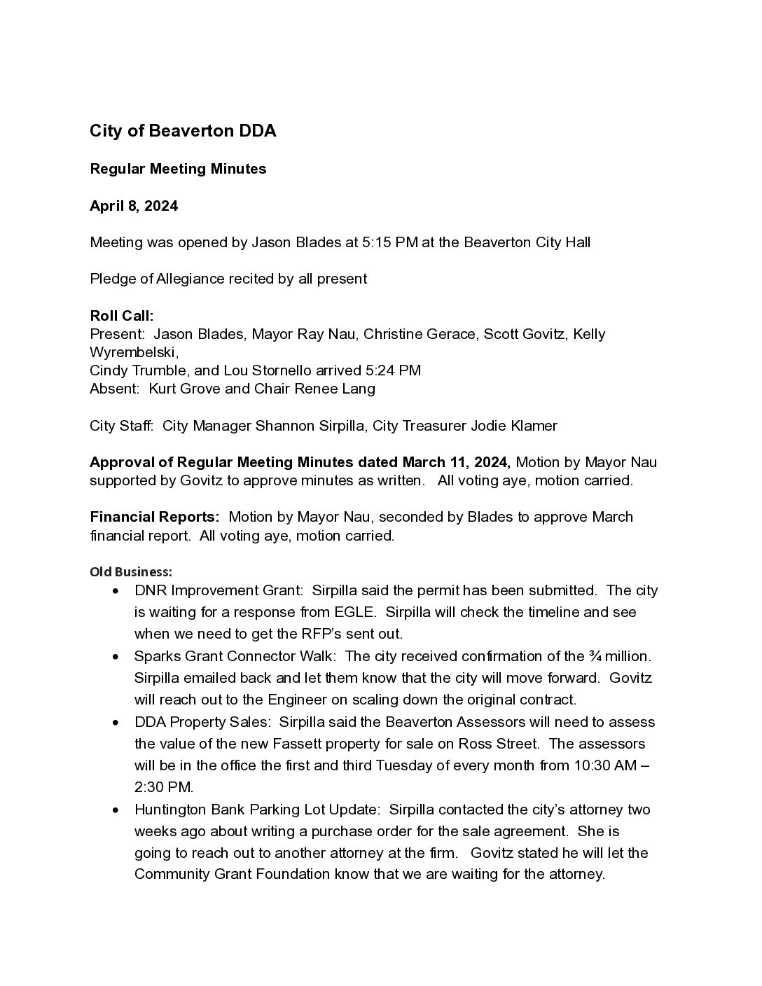 DDA Minutes – 04.08.2024