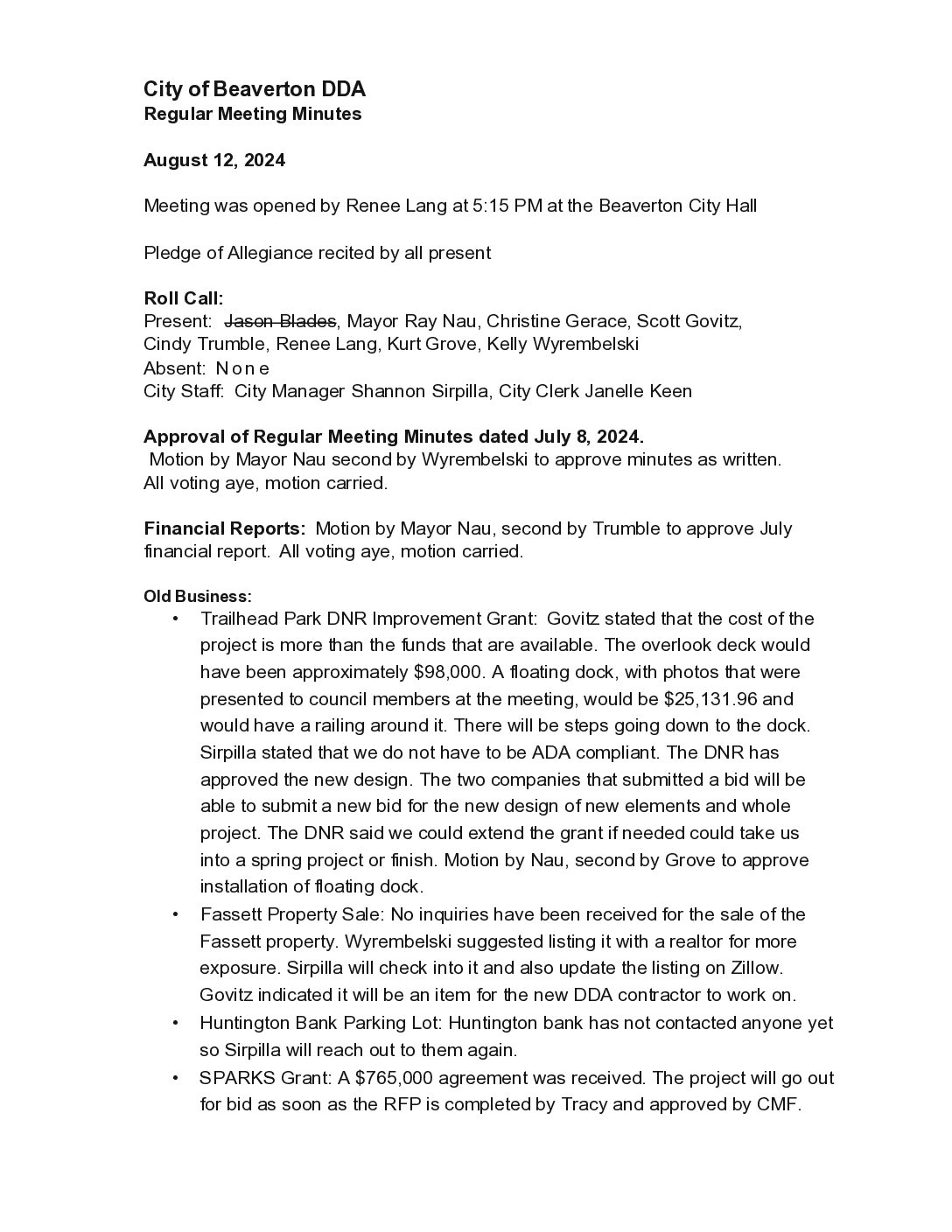 DDA Minutes – 08.12.2024